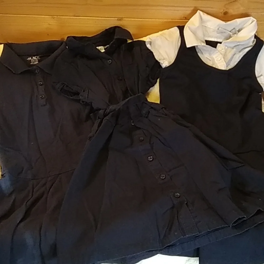 Girls size 7/8 Navy blue dresses all short sleeve set of 3 pre-owned condition